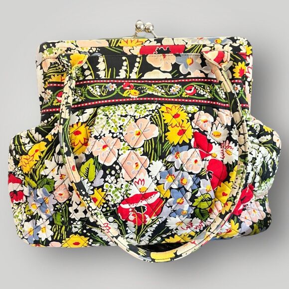 Vera Bradley Quilted Floral Kiss Lock Satchel Bag - Picture 2 of 5